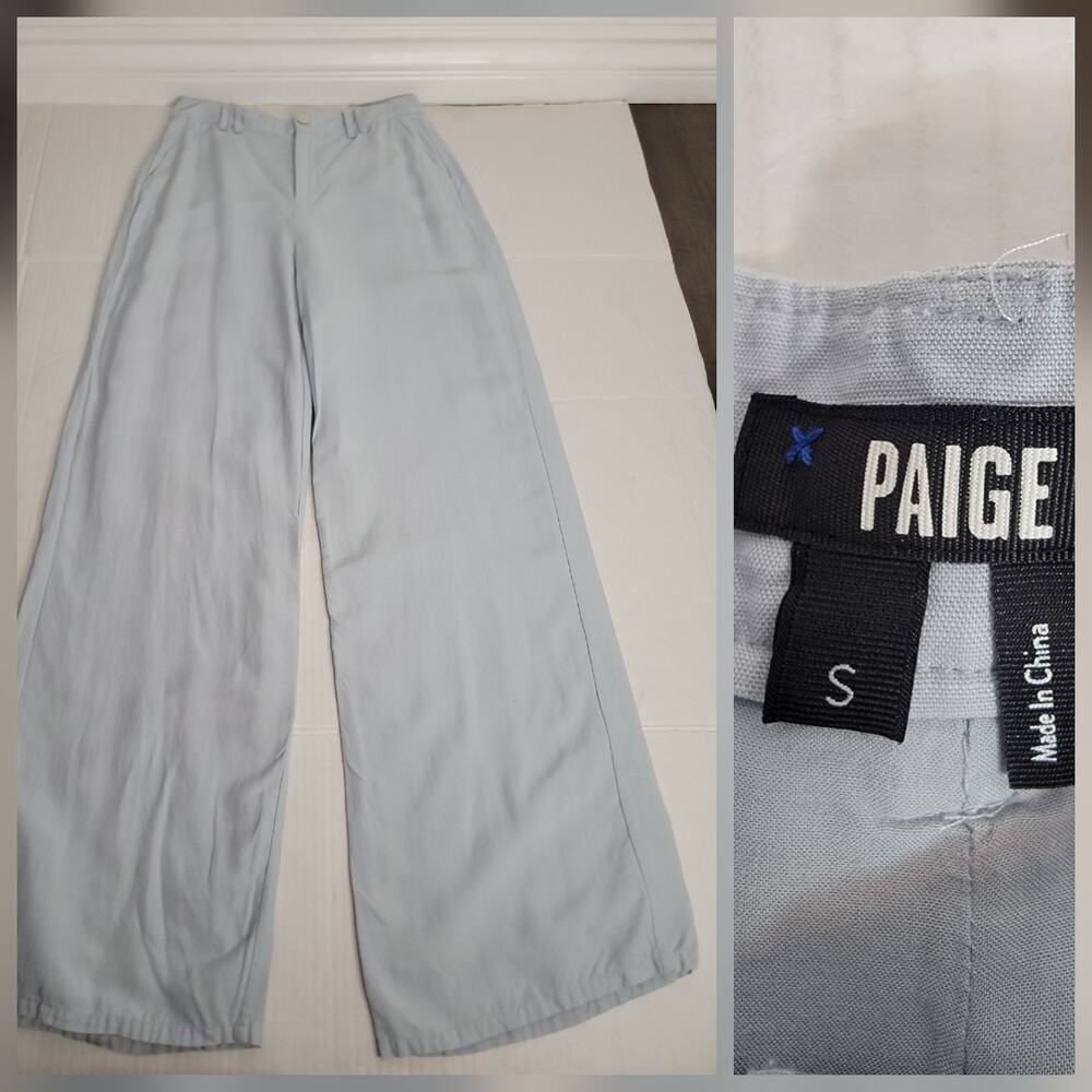 Paige Trouser Pants Womens SZ S Straight Wide Leg High Rise Office Siren Blue